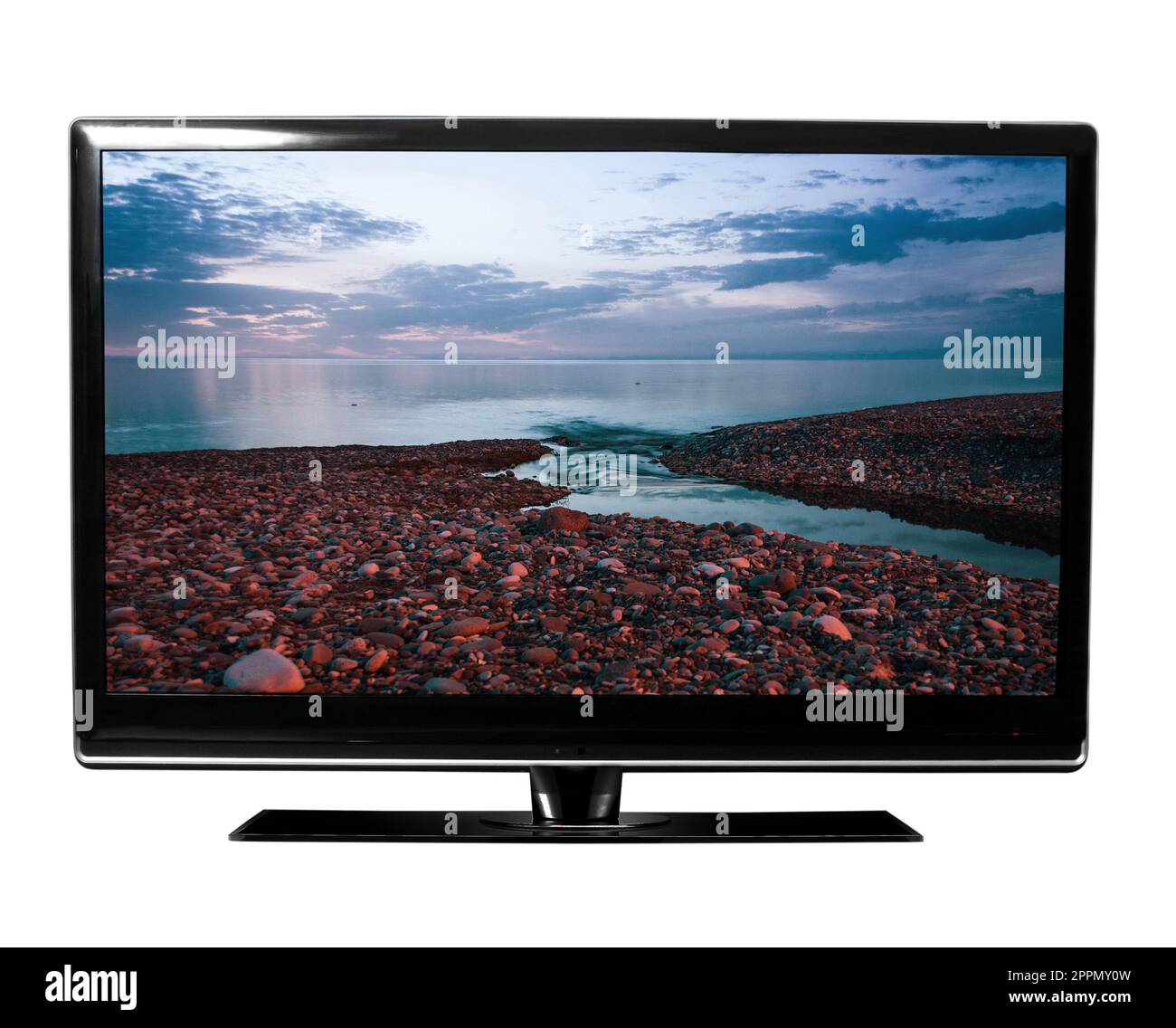 Il monitor TV si presenta in primo piano con l'immagine Foto Stock