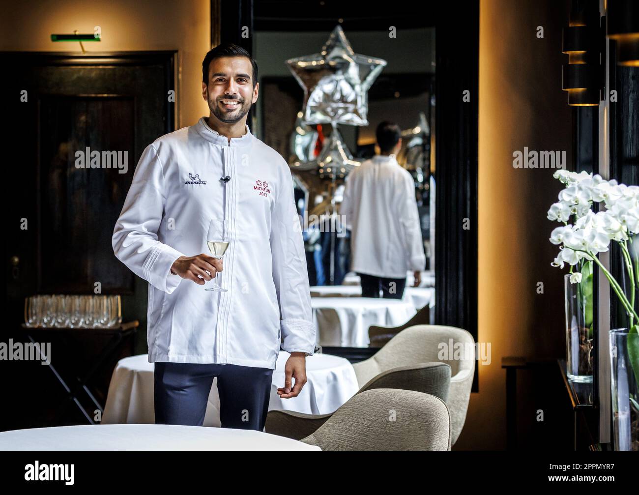 AMSTERDAM - Chef Jurgen van der Zalm del ristorante Vinkeles nel suo ristorante dopo aver ottenuto una seconda stella Michelin. Lo chef Jurgen van der Zalm's Vinkeles è stato l'unico ristorante a ricevere una seconda stella quest'anno. ANP REMKO DE WAAL olanda fuori - belgio fuori Foto Stock