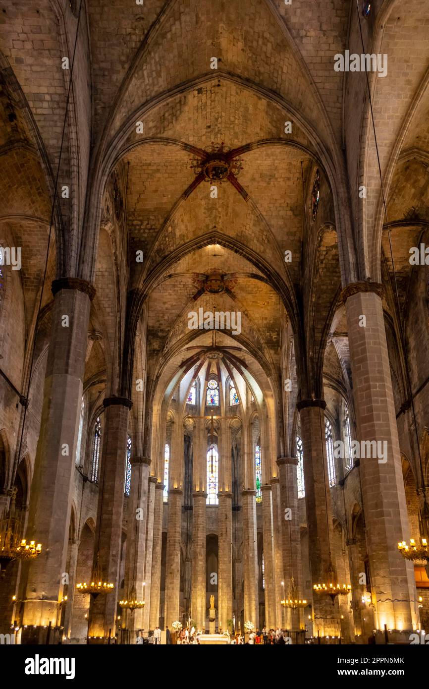 Vista interna della Cattedrale di Barcellona, la Catedral, Catedral de la Santa Creu i Santa Eulalia, Barcellona, Catalogna, Spagna Foto Stock