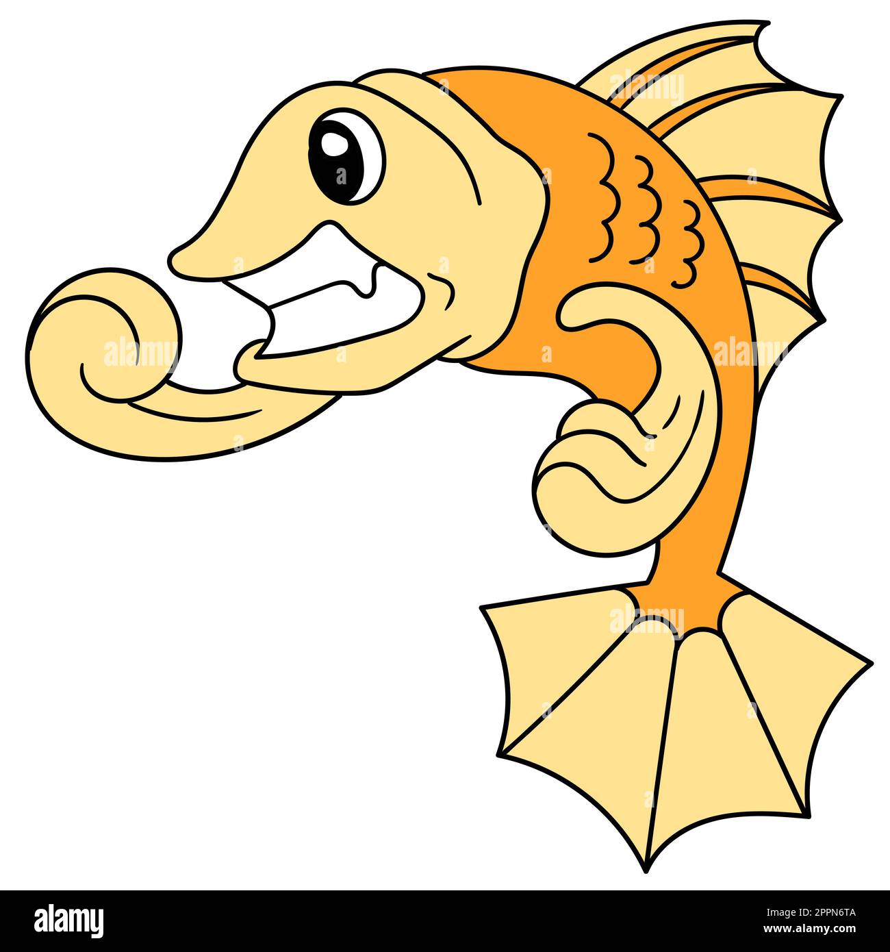 cartoon goldfish è arrabbiato, doodle icona immagine Illustrazione Vettoriale