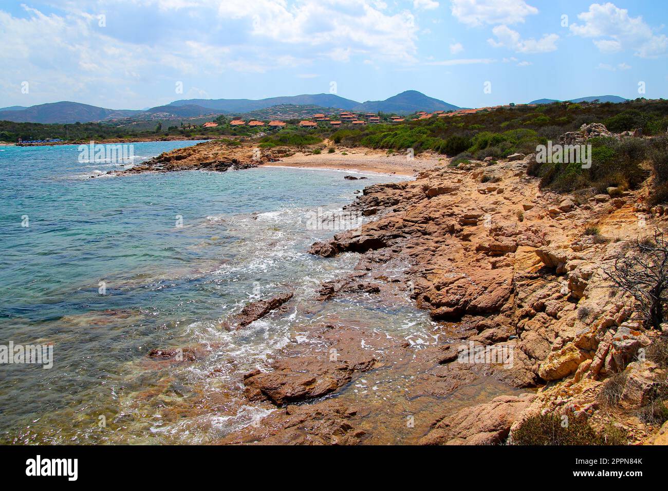 Terza Spiaggia Corallina sulla Costa Smeralda vicino a Olbia in Sardegna Foto Stock