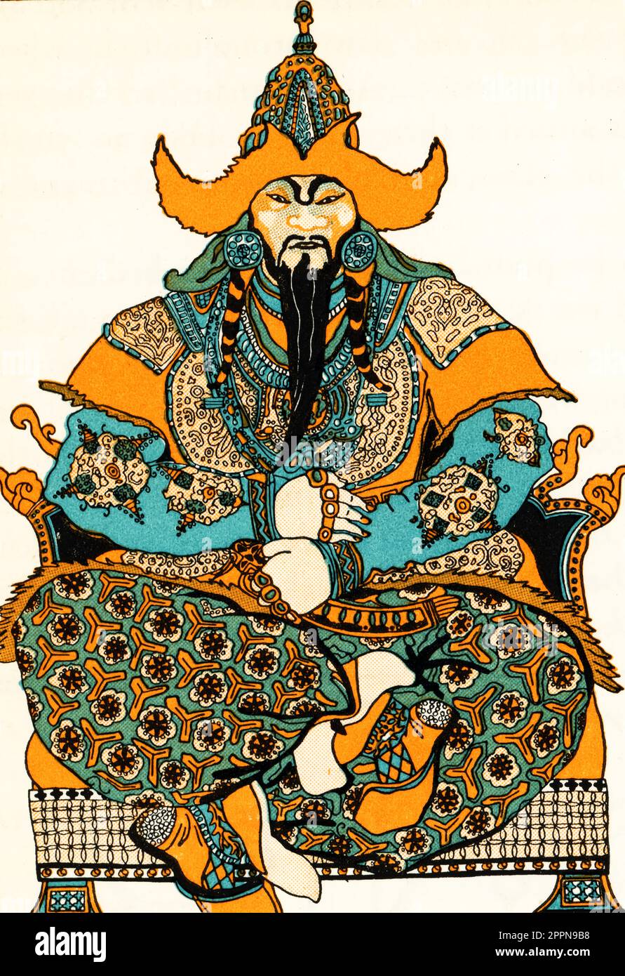 Genghis Khan (c1162-1227), c1937. Genghis Khan fu il fondatore e primo khagan dell'Impero Mongolo, che in seguito divenne il più grande impero terrestre contiguo della storia. Foto Stock