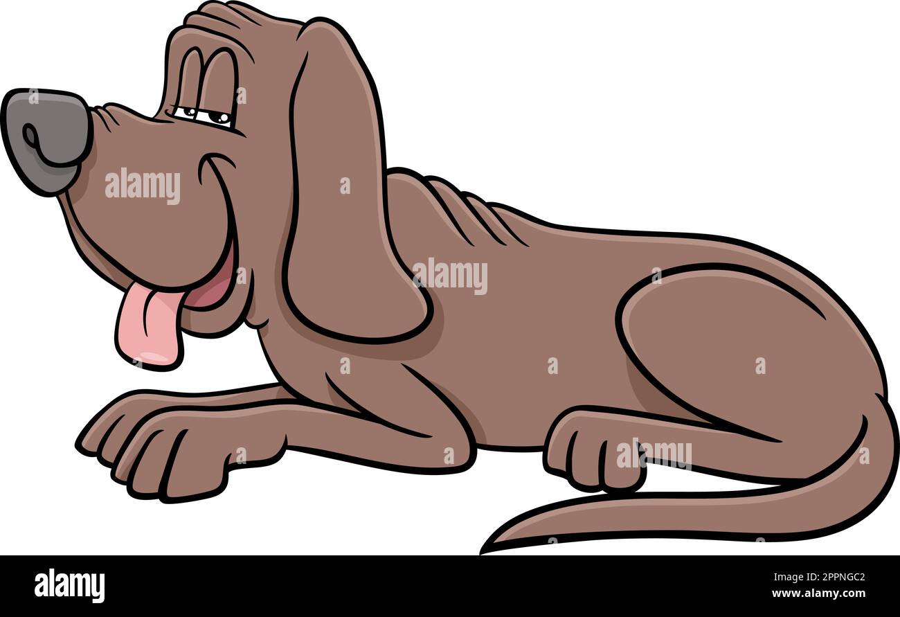 cartone animato divertente cane sdraiato personaggio comico animale Illustrazione Vettoriale