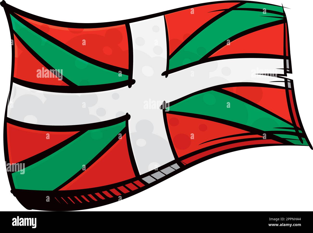 Bandiera dei Paesi Baschi dipinta che ondeggia nel vento Illustrazione Vettoriale