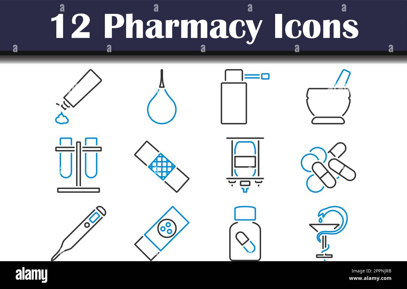 Set di icone della farmacia Illustrazione Vettoriale