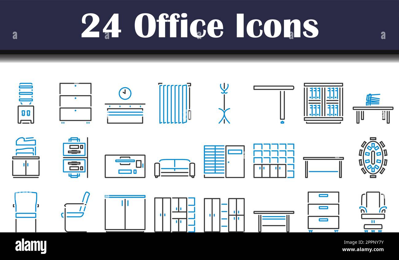 Insieme dell'icona di Office Illustrazione Vettoriale