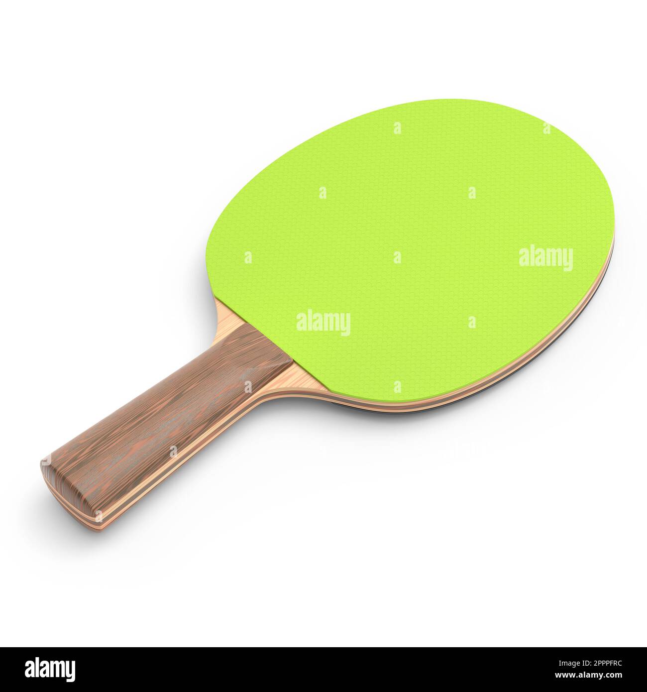 Racchette da ping pong verde per ping pong isolato su sfondo bianco. 3d resa di attrezzature sportive per l'allenamento attivo Foto Stock
