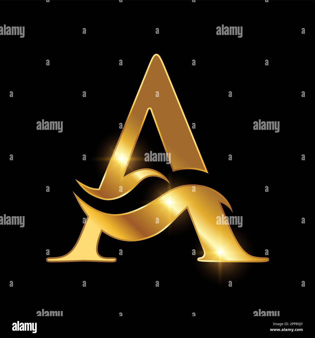 Monogramma Golden Luxury Logo lettera iniziale A Illustrazione Vettoriale