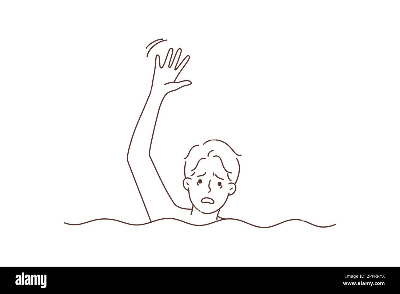 Uomo stressato annegato in acqua chiedere aiuto Illustrazione Vettoriale