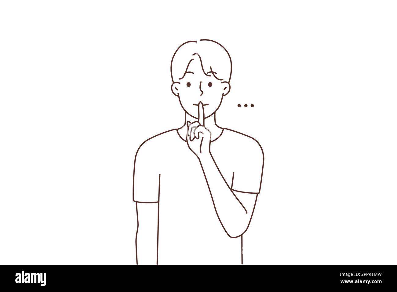 L'uomo che tiene il dito sulle labbra chiede silenzio Illustrazione Vettoriale