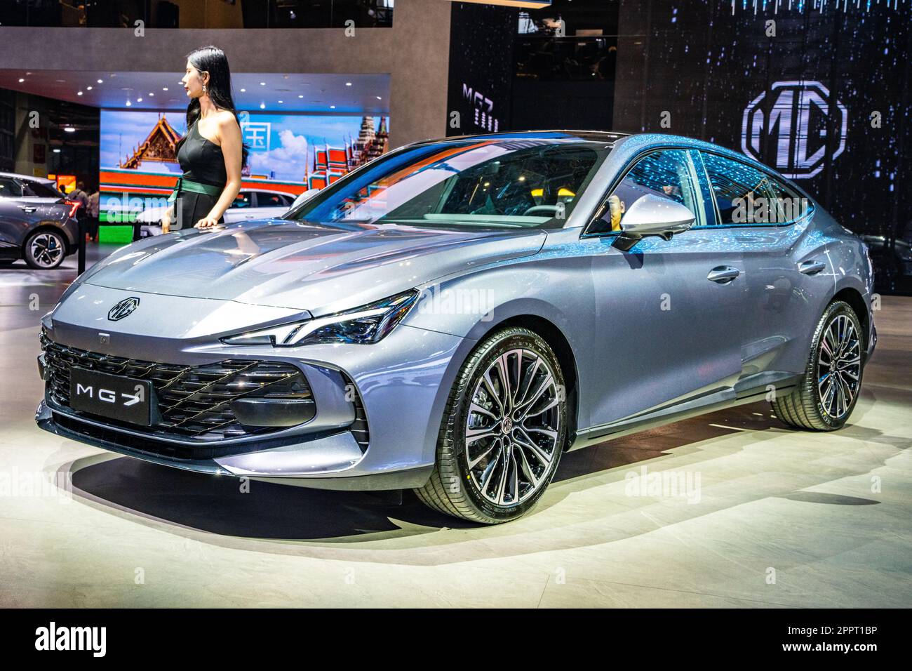 MG 7 berlina sportiva in mostra al Shanghai Auto Show 2023. Foto Stock