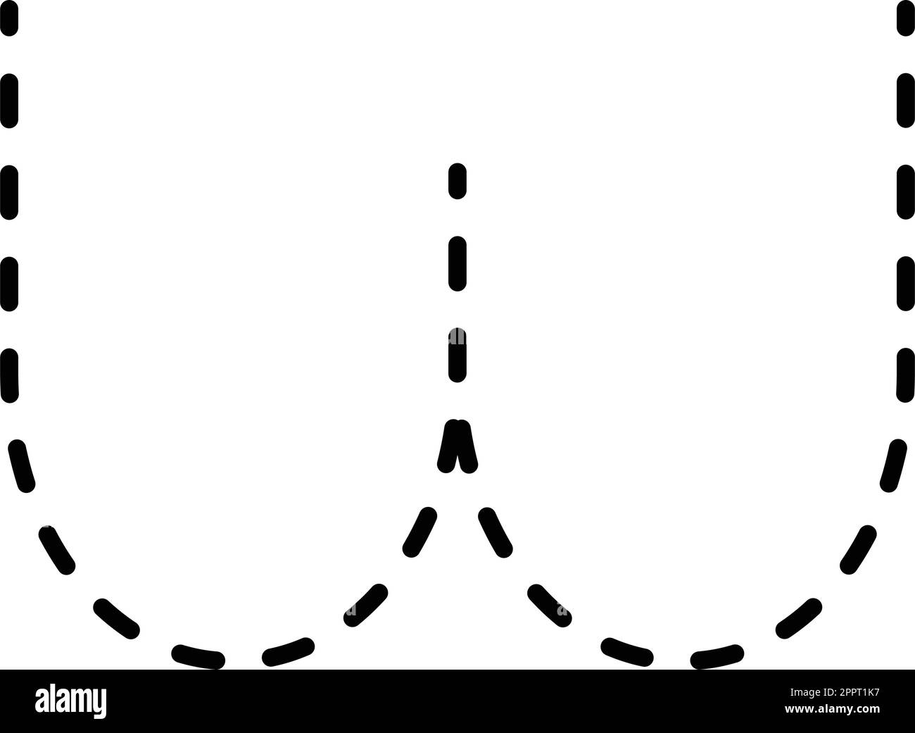 Traccia alfabeto minuscolo lettera w pre-scrittura linea punteggiata elemento per scuola materna, prescolare e Montessori foglio di lavoro per l'attività di pratica di scrittura a mano. Illustrazione Vettoriale