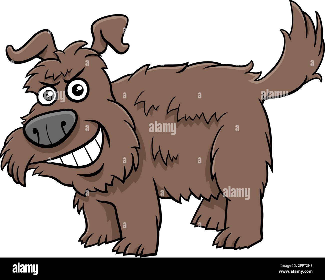 cartone animato divertente shaggy marrone cane fumetto animale carattere Illustrazione Vettoriale