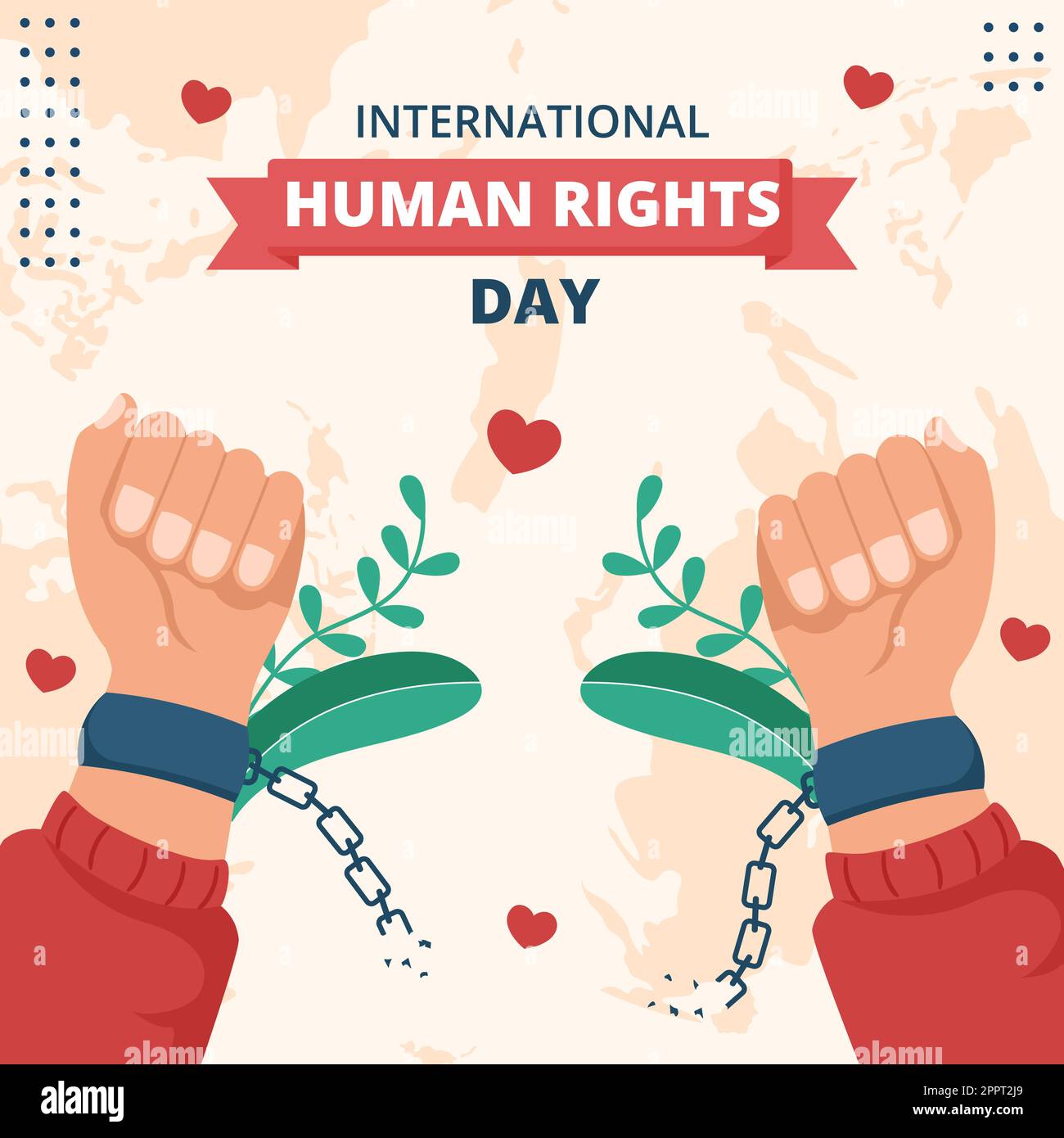 International Human Rights Day background Template Hand Drawed Cartoon Flat Illustration Illustrazione Vettoriale