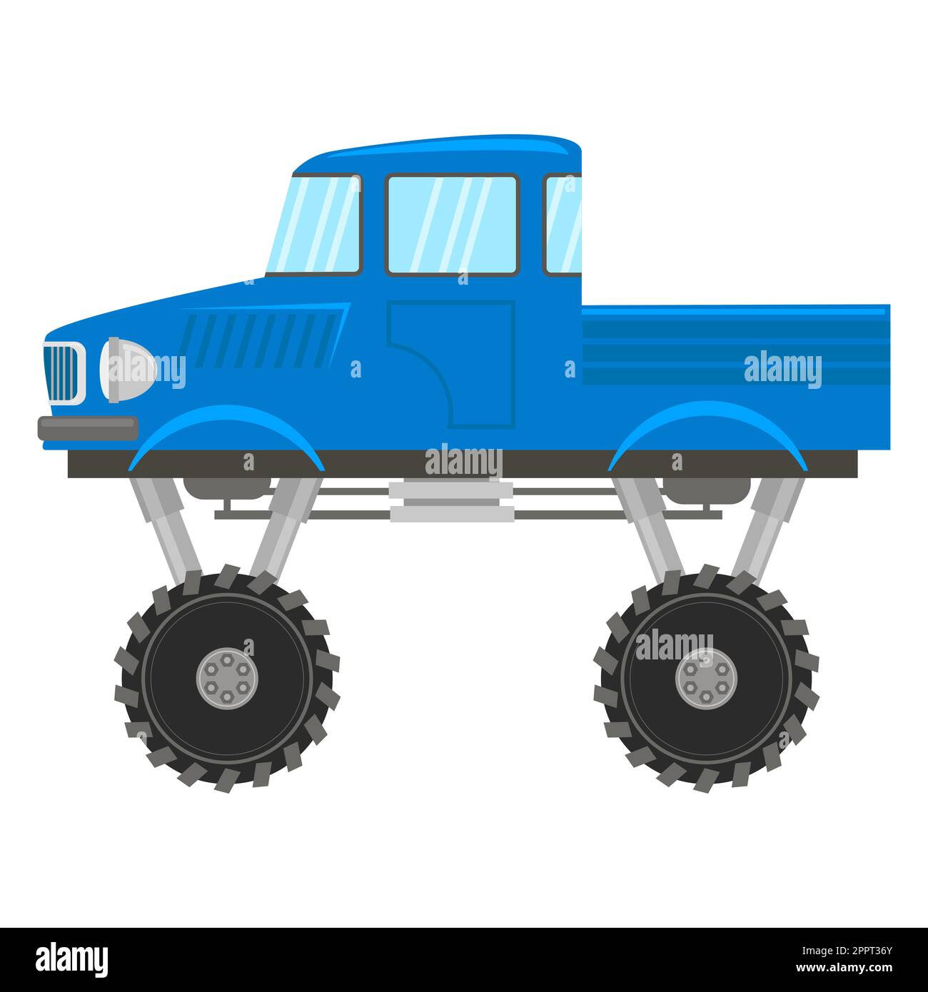 Icona Blue Monster Truck isolata su sfondo bianco. Illustrazione Vettoriale