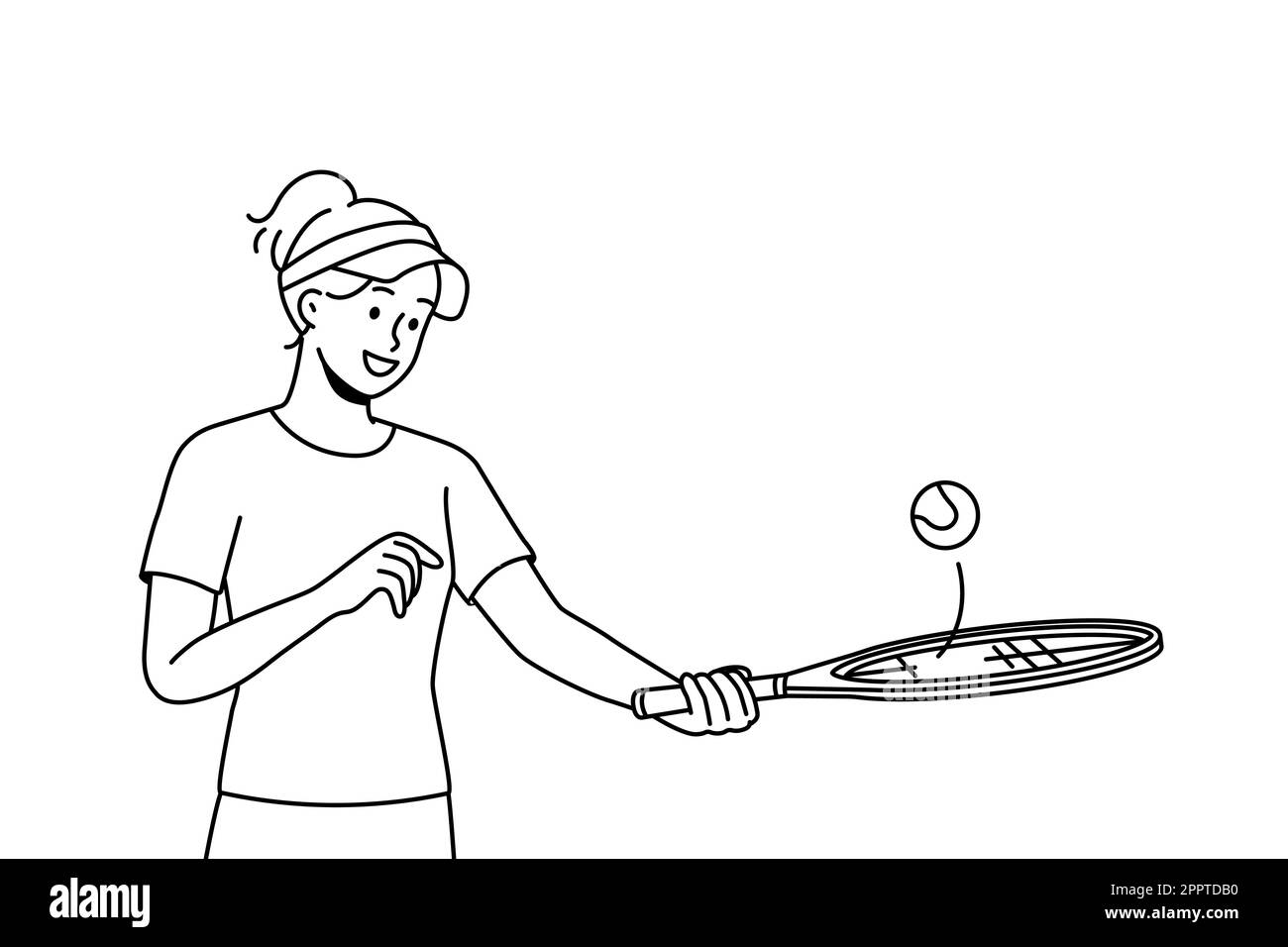 Ragazza sorridente giocare badminton Illustrazione Vettoriale