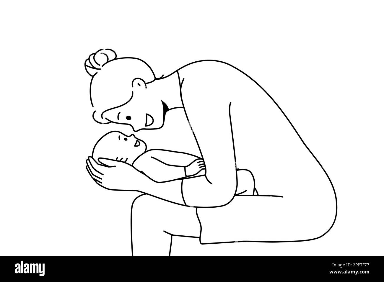 Madre amorevole che gioca con il neonato Illustrazione Vettoriale