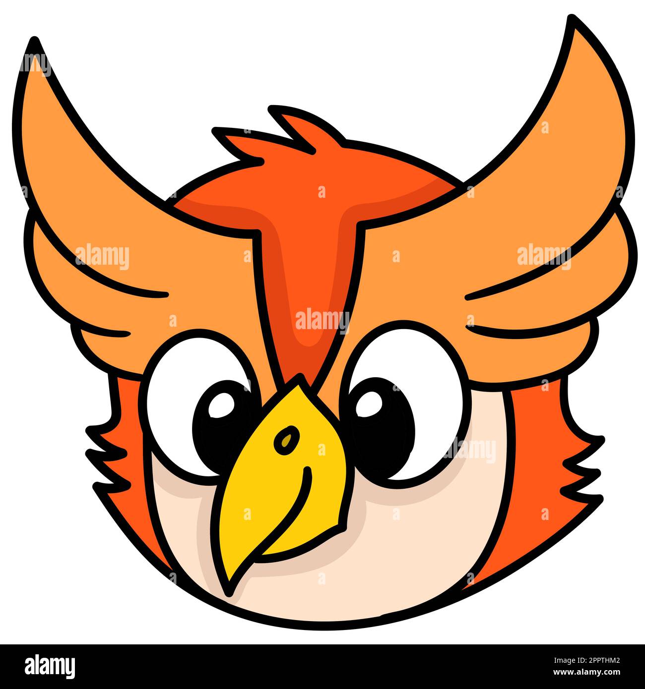 emoticon testa di gufo arancione, immagine icona di doodle kawaii Illustrazione Vettoriale