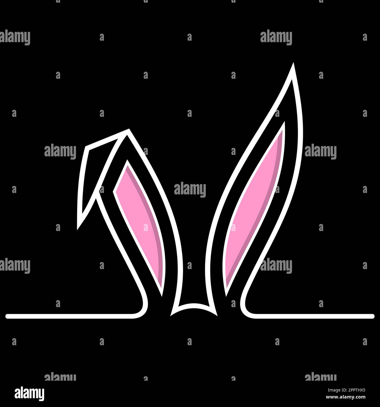 Coniglio di Pasqua vettore orecchio. Sfondo nero. Illustrazione Vettoriale