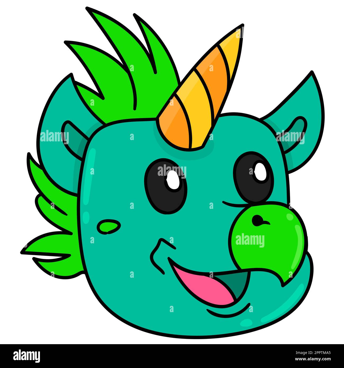 emoticon di testa animale con un volto sorridente e felice, immagine icona doodle Illustrazione Vettoriale