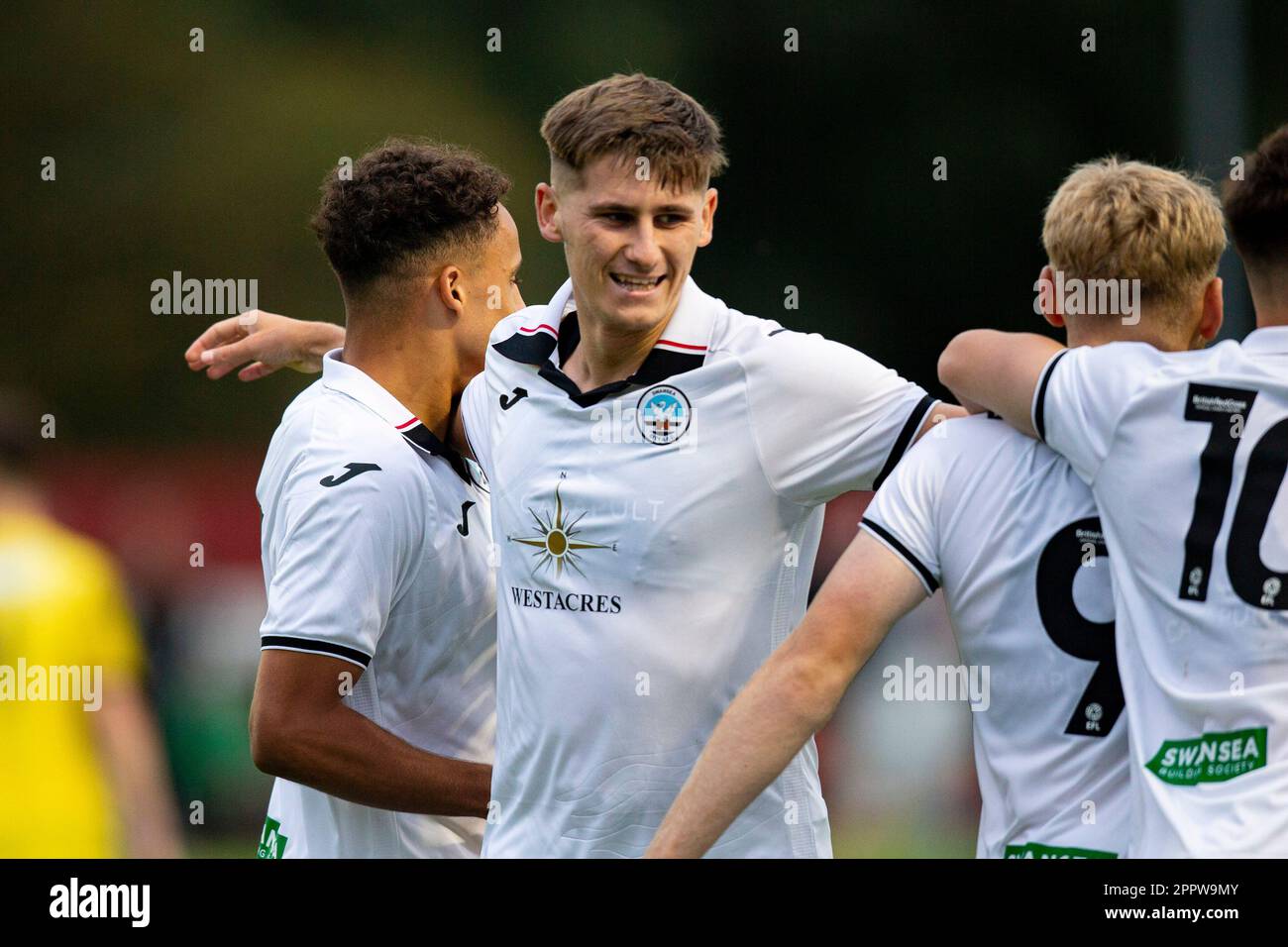 Briton Ferry Llansawel / Swansea City U23 in una pre-stagione amichevole il 27th luglio 2022. Foto Stock