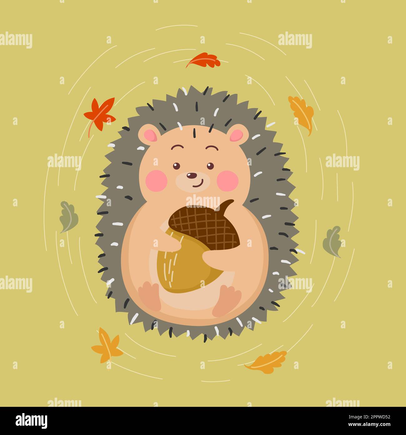carino cartone animato hedgehog abbracciante dado Illustrazione Vettoriale