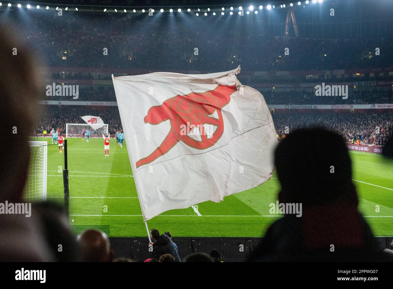 Celebrando un obiettivo dell'Arsenale all'Emirates Stadium, Arsenal contro Southampton venerdì 21st aprile 2023 Londra UK Foto Stock
