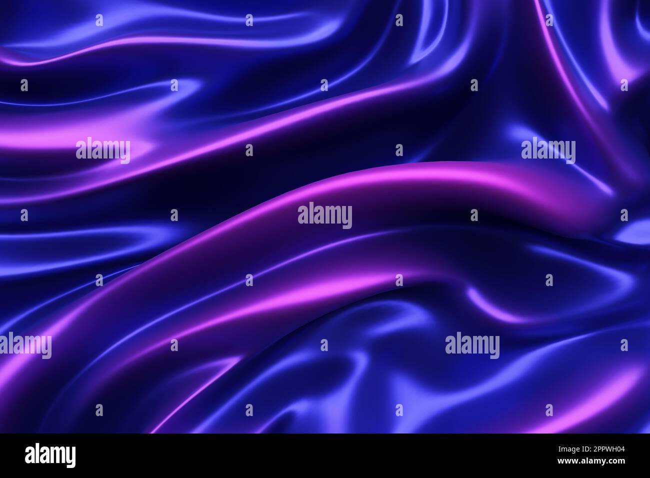Tessuto di seta lucido. Forma d'onda. Rendering astratto background.3D Foto Stock