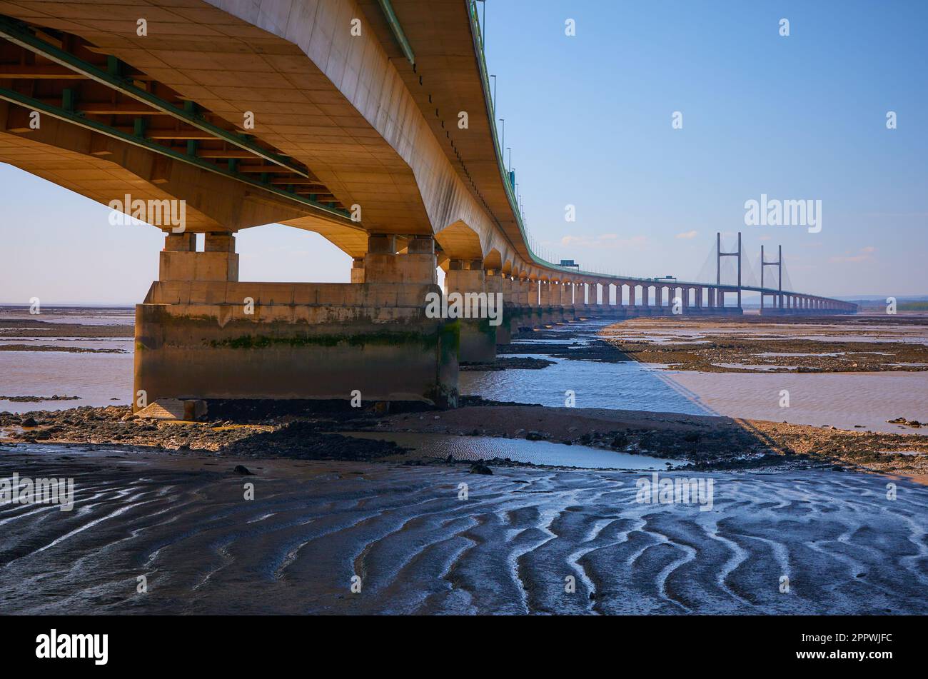 Il Ponte del Principe di Galles che collega Inghilterra e Galles sull'estuario del Severn. Foto Stock