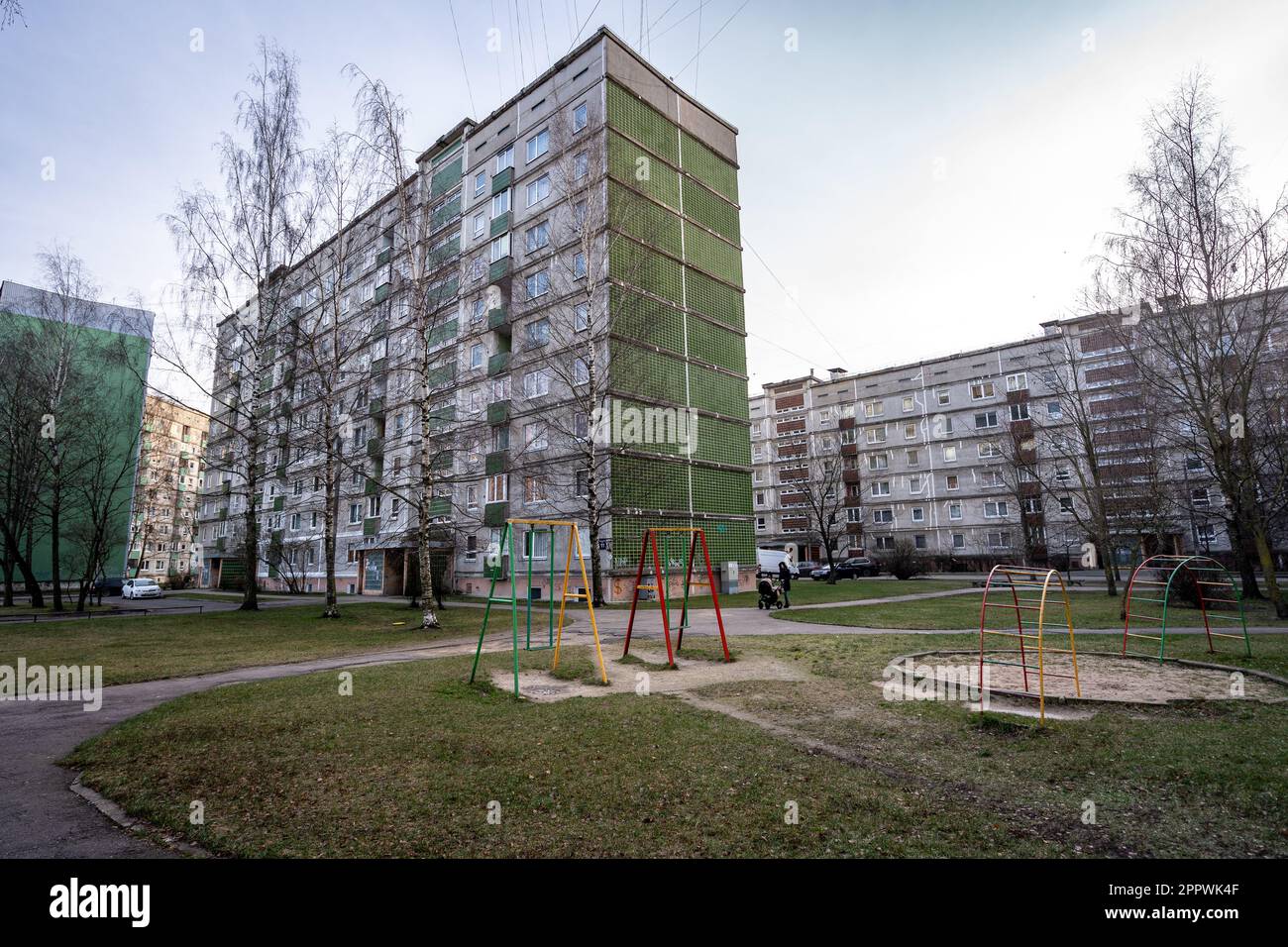 Riga, Lettonia - Highrises nella zona residenziale Foto Stock