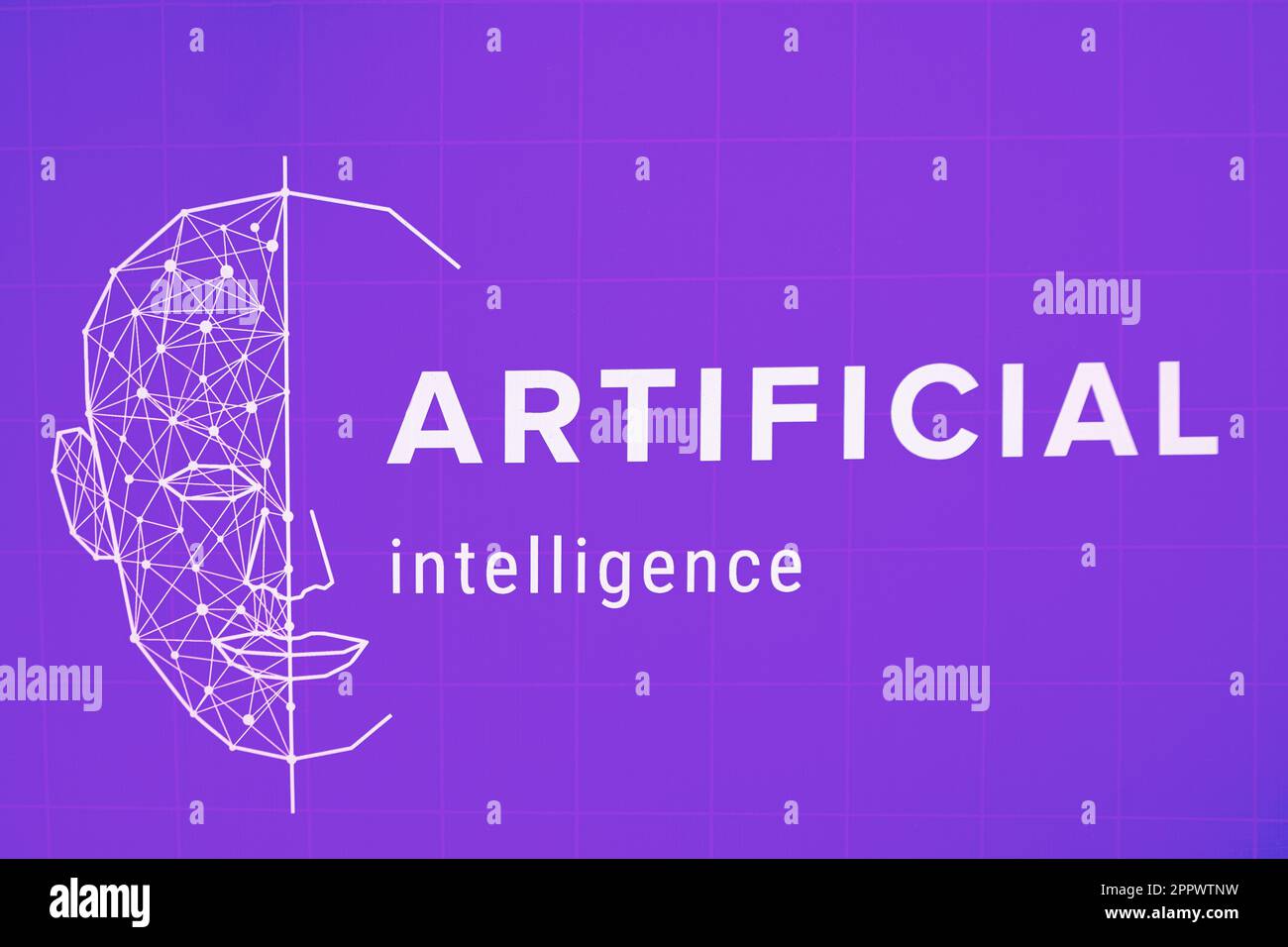 Sistema di riconoscimento facciale, concetto. Software, intelligenza artificiale Foto Stock