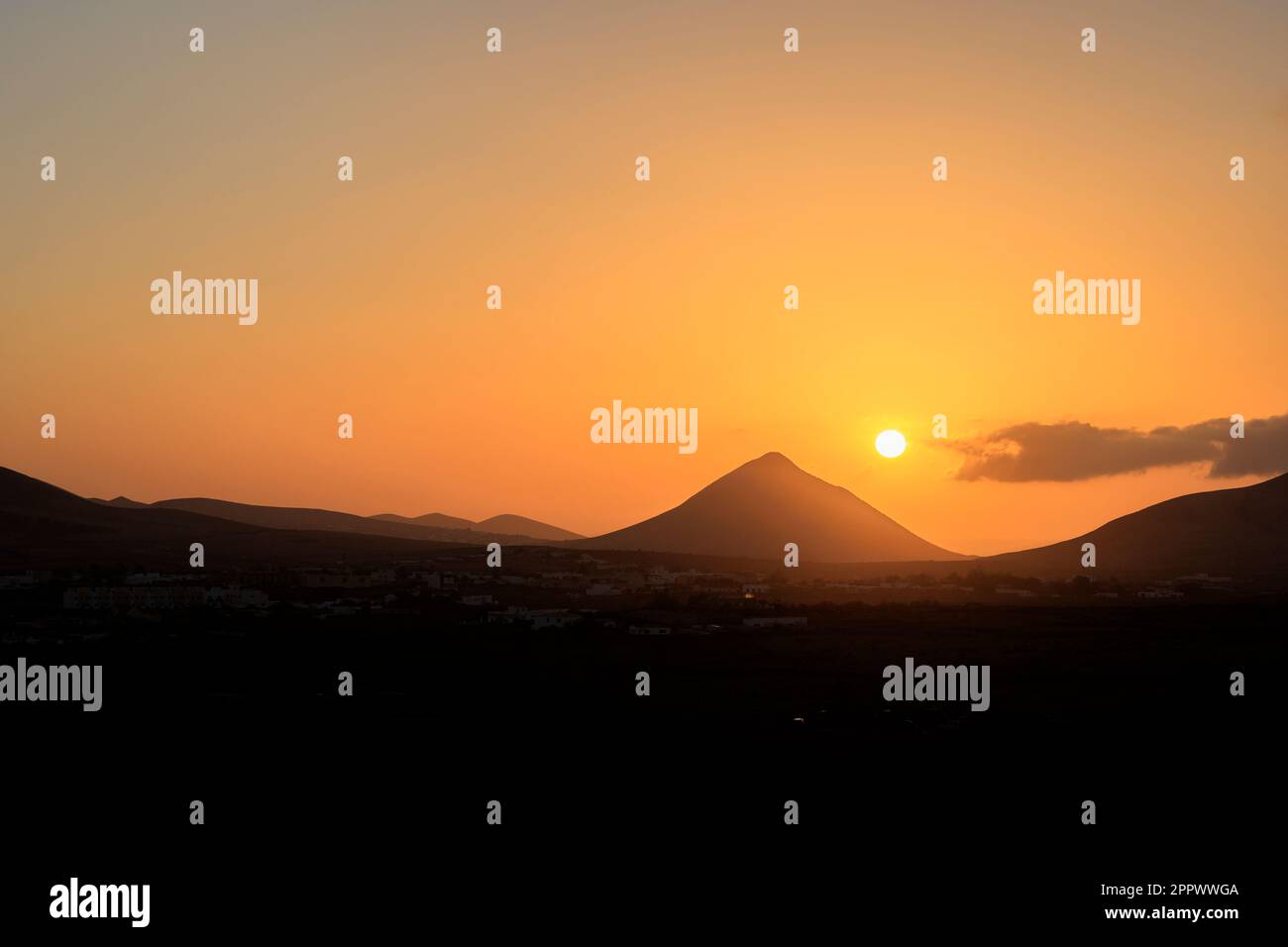 Tramonto a Villa Verde la Oliva Fuerteventura Foto Stock