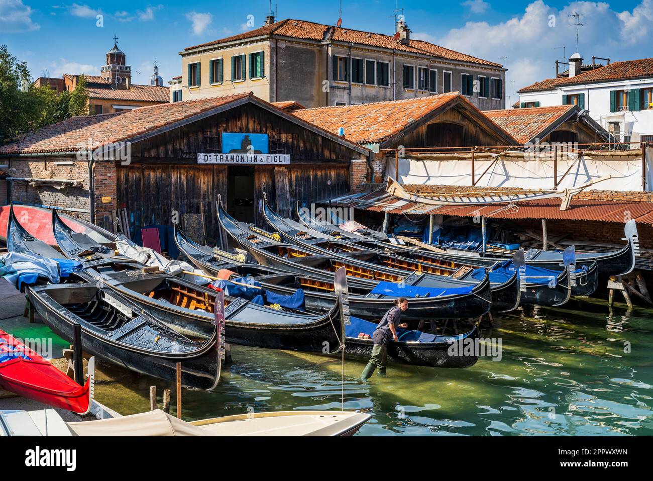 Sito Tramontin squero per la costruzione e il restauro di gondole, Venezia, Veneto, Italia Foto Stock