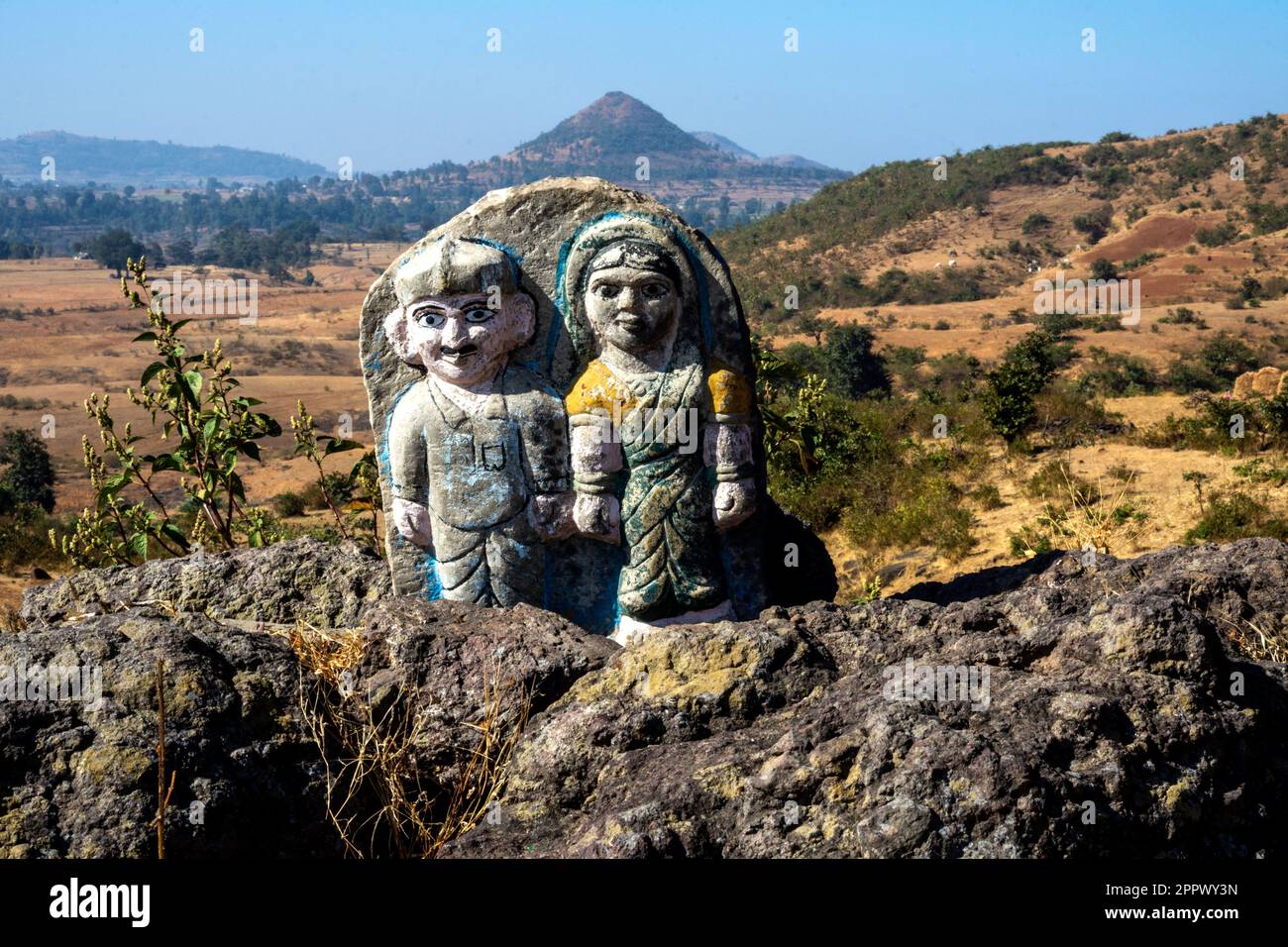 Gramadevata, Gram Devta, divinità del villaggio, Hatgad, Maharashtra, India, divinità del villaggio indiano Foto Stock