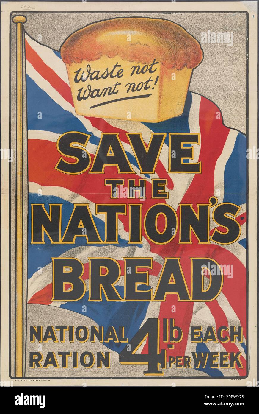 Save the Nation's Bread National ration 4 lb ogni settimana Data di pubblicazione 1914 Gran Bretagna Foto Stock