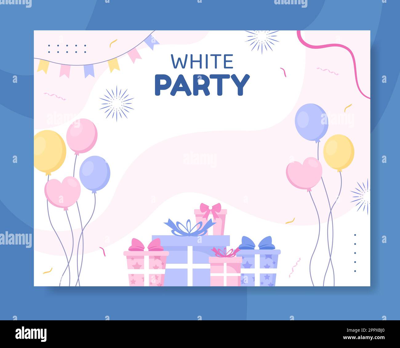 White Party Photocall Template disegno a mano Cartoon background Vector Illustration Illustrazione Vettoriale