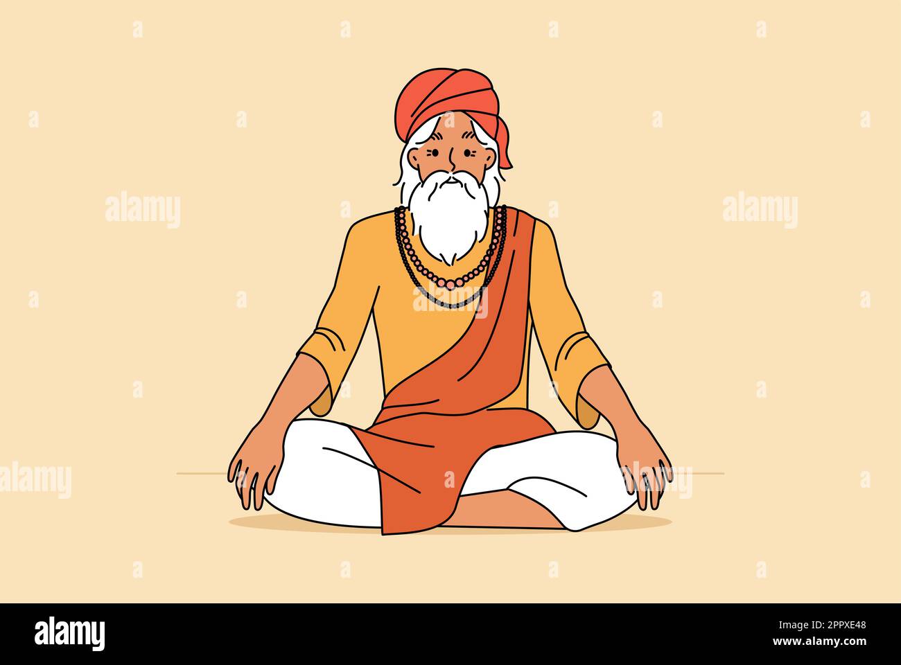 Yogi vecchio in posizione di loto Illustrazione Vettoriale