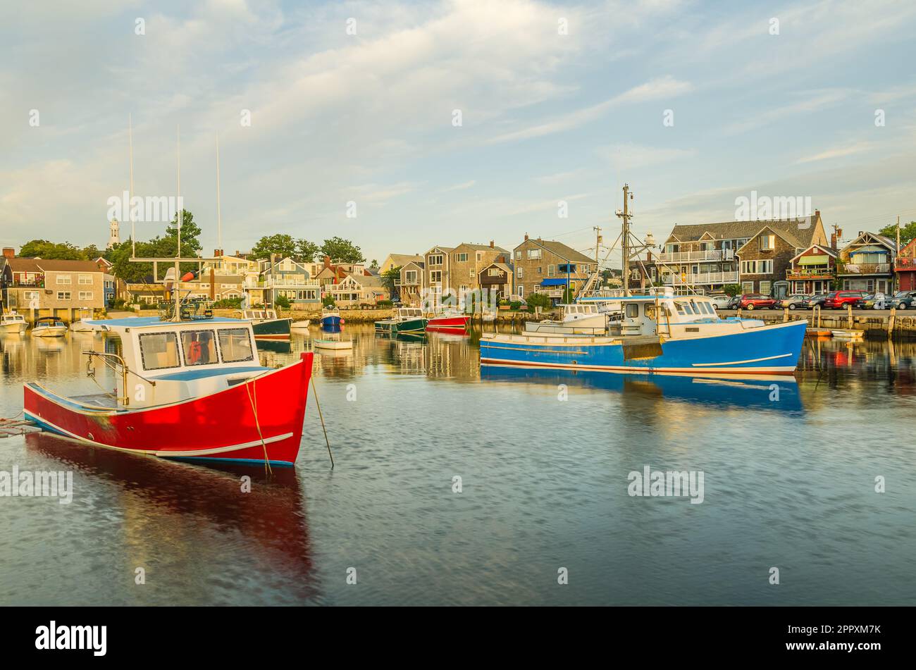 Barche da pesca ormeggiate nel porto di Rockport, Cape Ann, Essex County, Massachusetts, New England, Stati Uniti Foto Stock