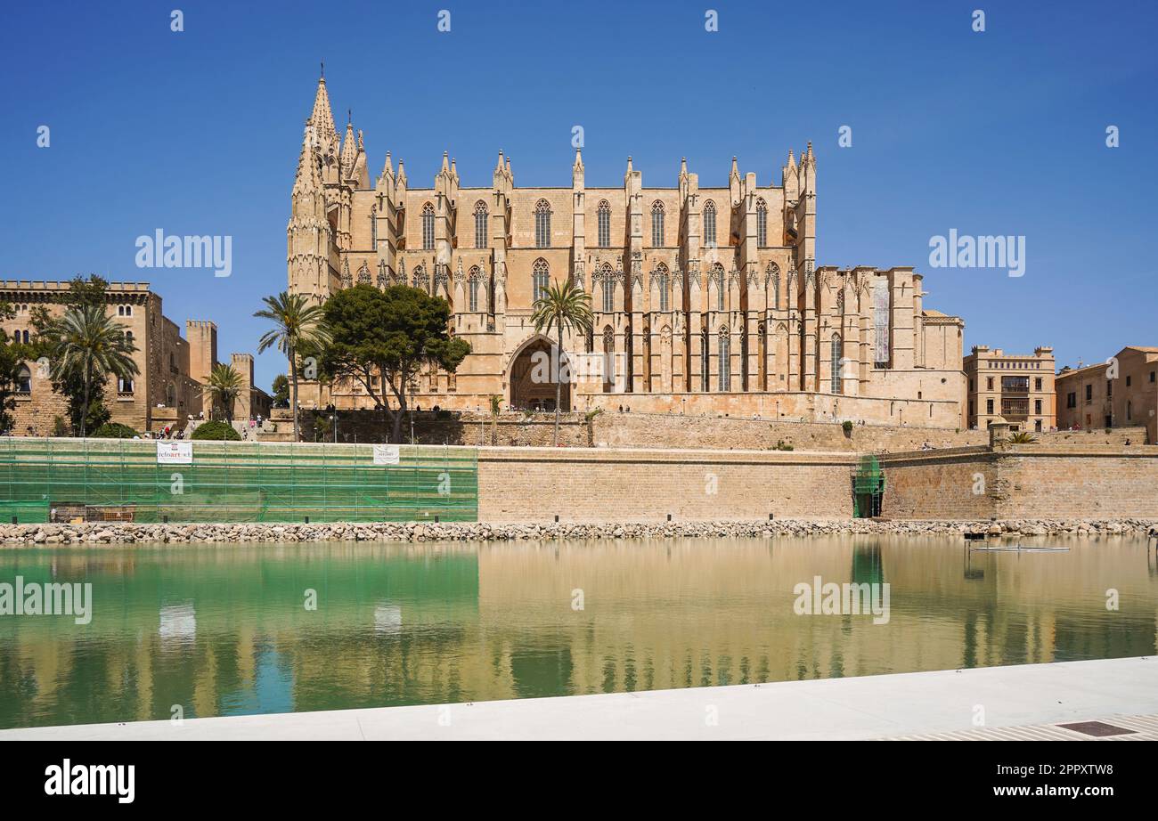 La Cattedrale di Santa Maria di Palma di Maiorca, Isole Baleari, Spagna. Foto Stock