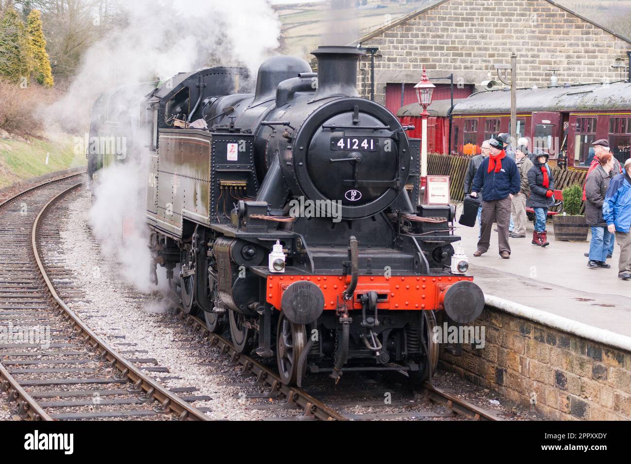 Un gala a vapore sulla ferrovia di Keighley & Worth Valley (VWVR) Foto Stock