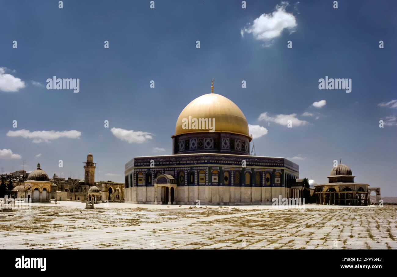 La cupola della roccia ( al- Haram al -Sharif) sul Monte del Tempio essendo situato sul sito del secondo Tempio Ebraico Foto Stock