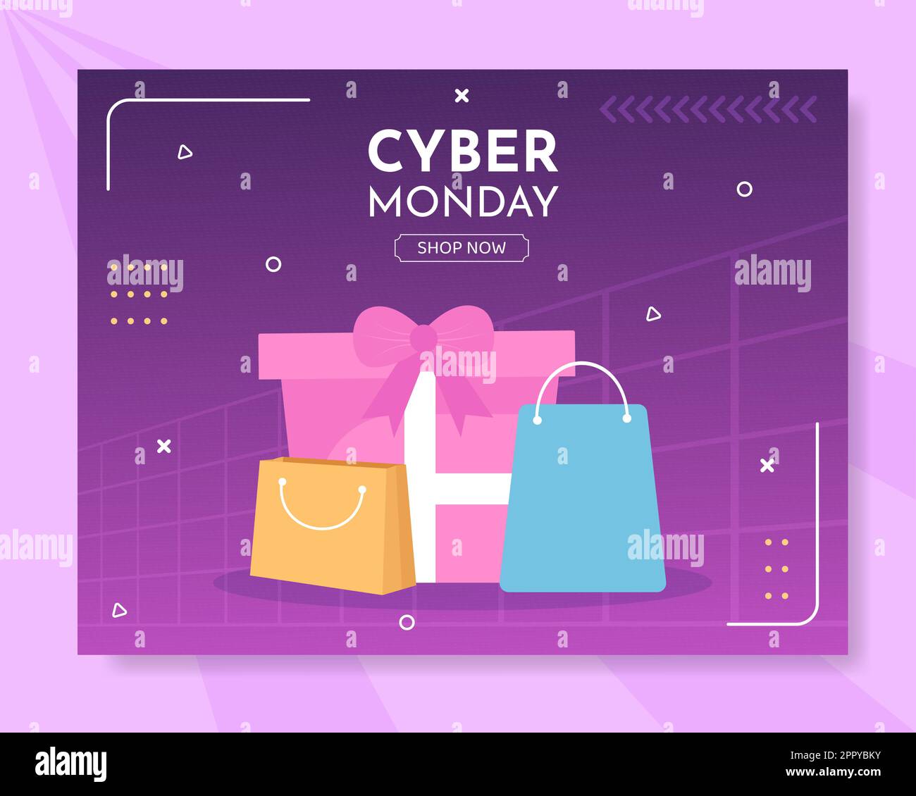 Cyber Monday Vendita Photocall modello realizzato a mano Cartoon Flat Illustrazione Illustrazione Vettoriale