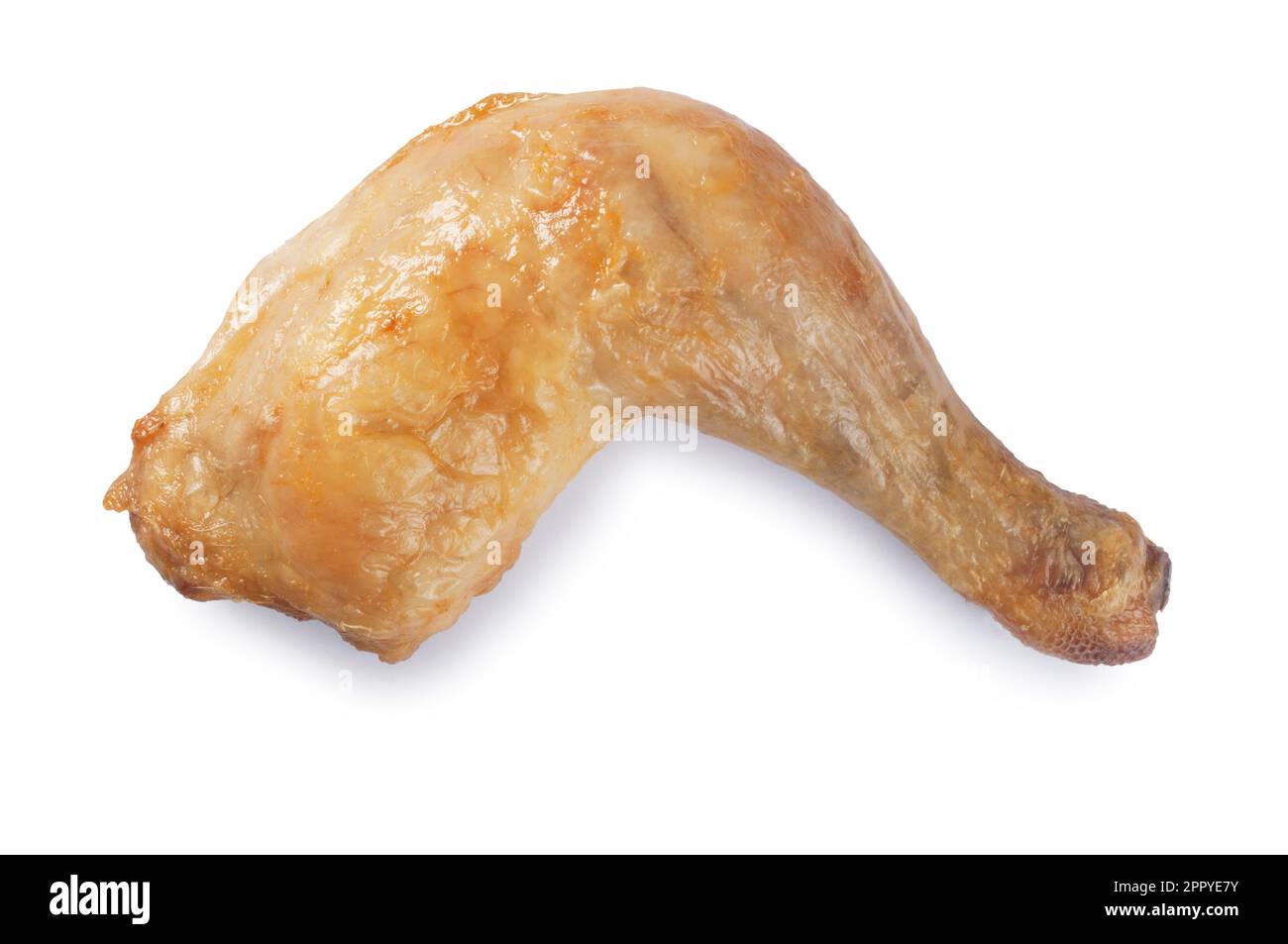 Coscia di pollo cotta su bianco - John Gollop Foto Stock