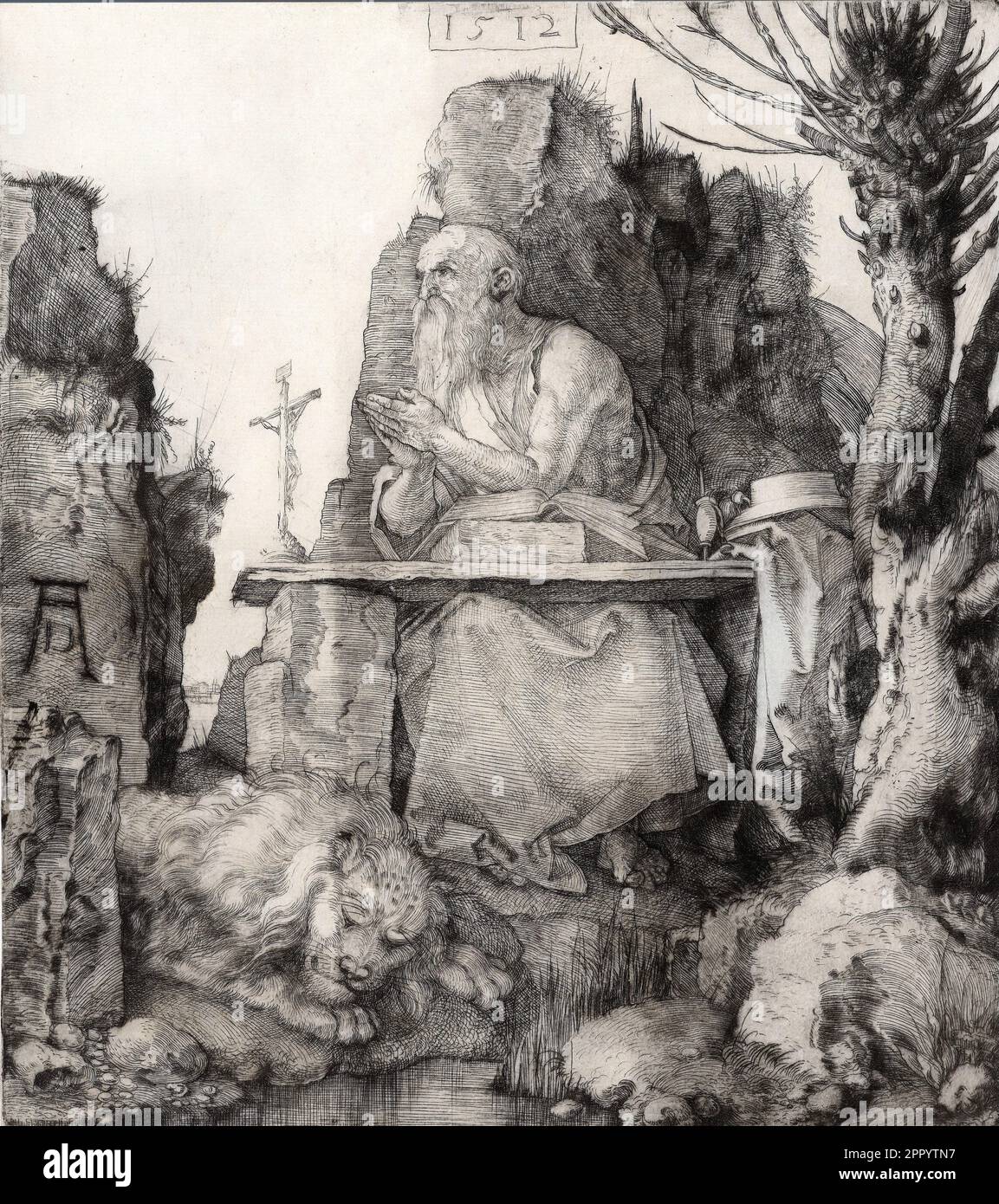 San Girolamo nella Wilderness, Albrecht Dürer, 1512 Foto Stock