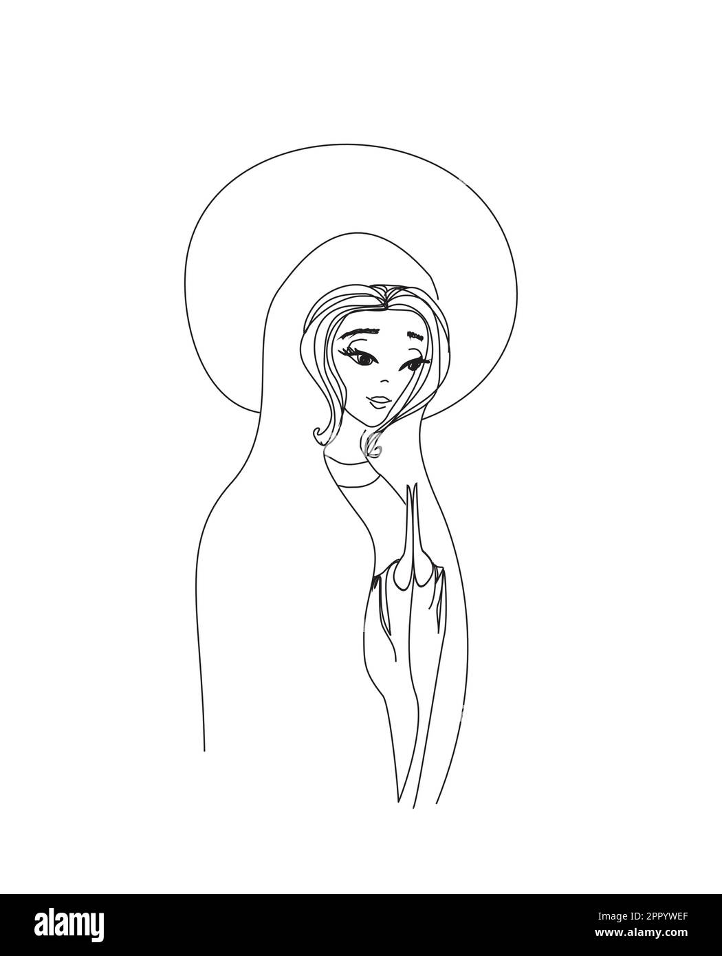 La beata Vergine Maria in bianco e nero disegno del contorno Illustrazione Vettoriale La beata Vergine Maria in bianco e nero disegno del contorno Illustrazione Vettoriale