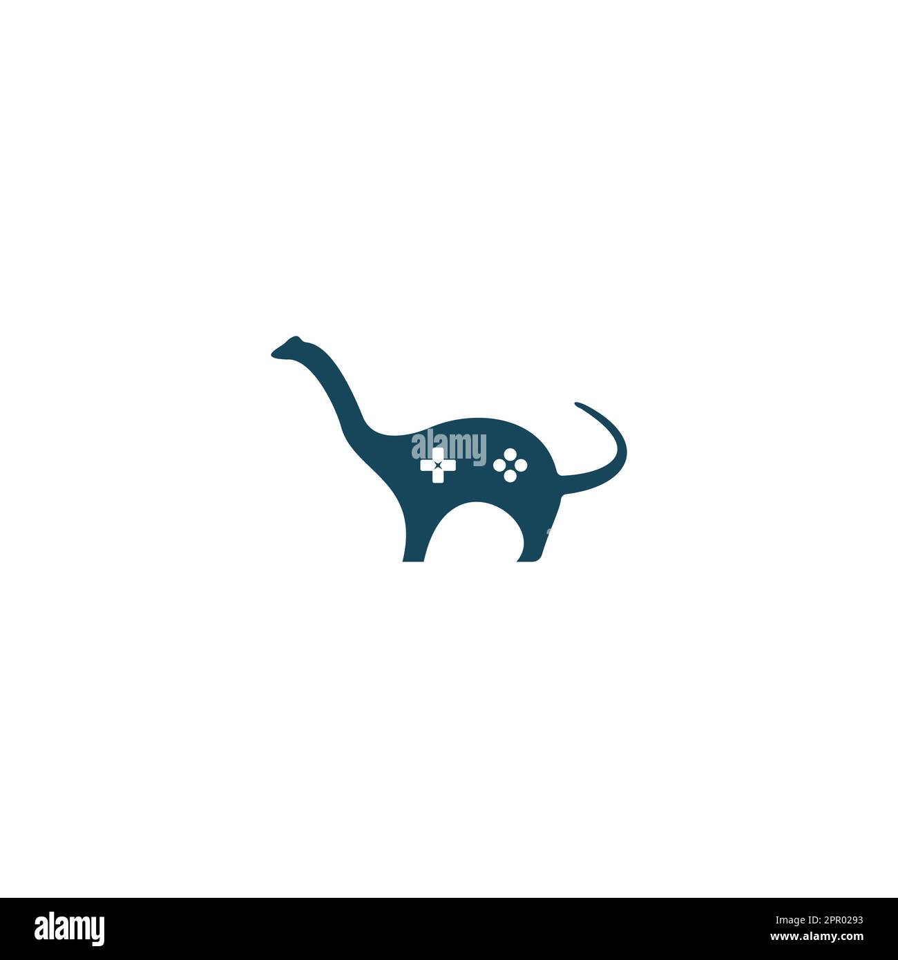 Design del logo della console di gioco Dinosaur. Illustrazione Vettoriale
