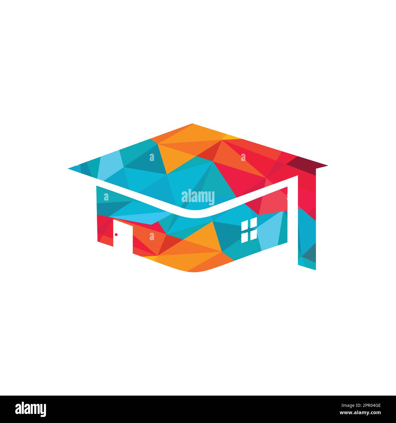 Casa scuola istruzione logo design. Modello del logo dell'alloggiamento dello studente. Illustrazione Vettoriale