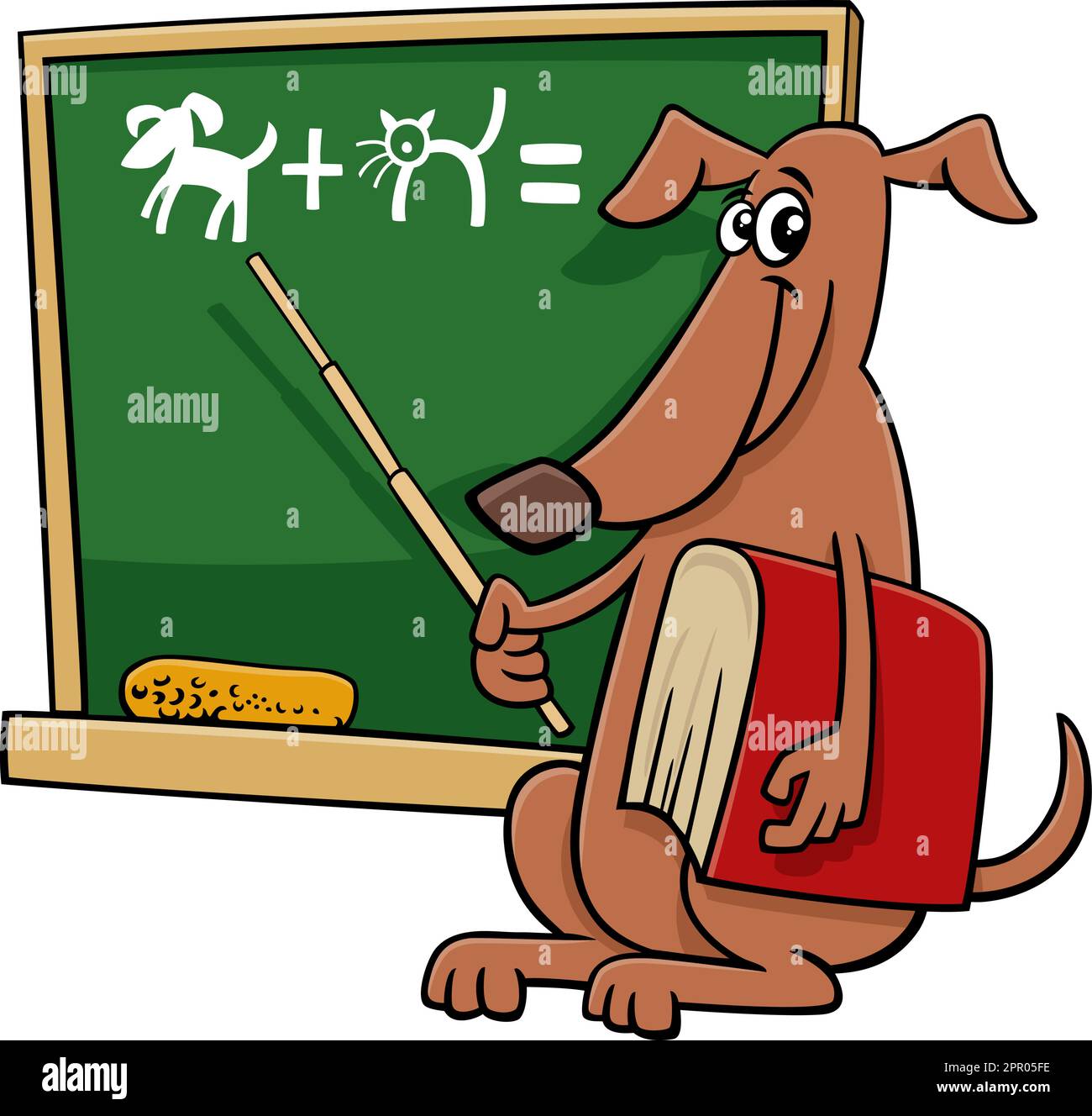 personaggio del cane insegnante di cartone animato in classe Illustrazione Vettoriale