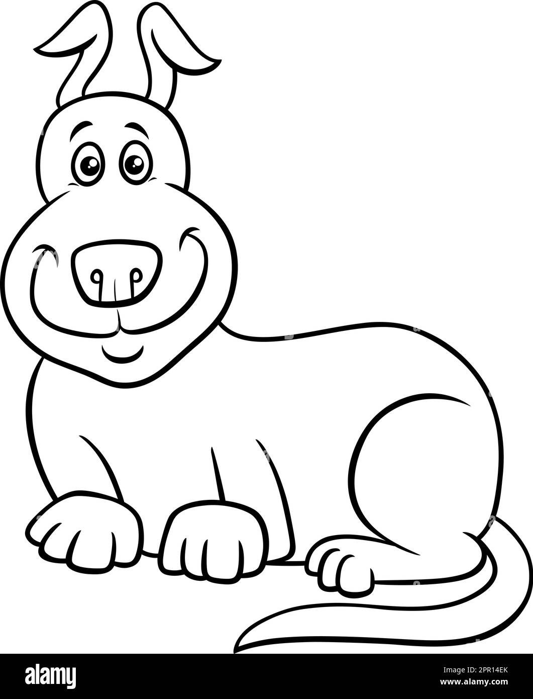 cartone animato divertente cane animale carattere pagina da colorare Illustrazione Vettoriale