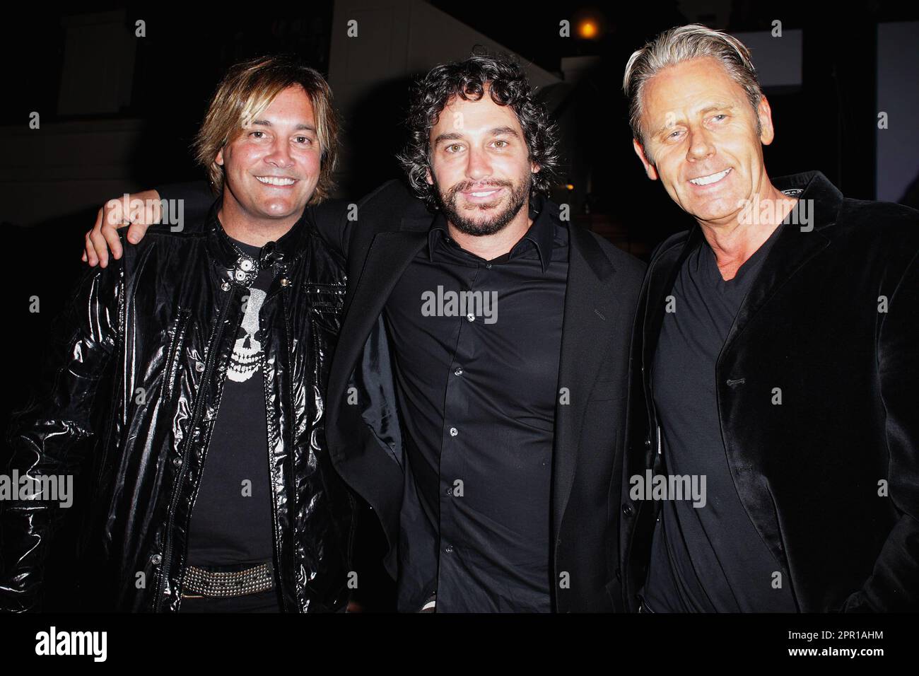 Stuart Bedford Brown, Damian Woods e Jonathan Ward il decimo anniversario della popolare a-List nightspot, Hugo's Lounge Sydney, Australia - 19.11.10 Foto Stock